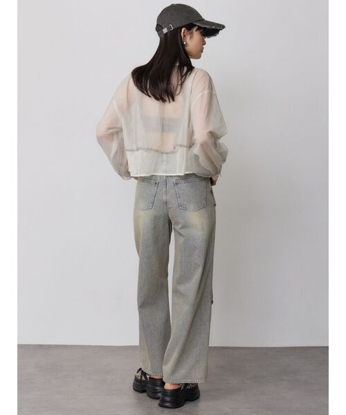 MURUA（ムルーア）の「カーブカットワークデニム（デニムパンツ・レディース・ブラック/ブルー・2/1）」の7枚目の写真