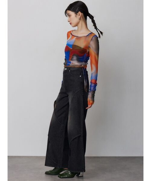 MURUA（ムルーア）の「カーブカットワークデニム（デニムパンツ・レディース・ブラック/ブルー・2/1）」の20枚目の写真