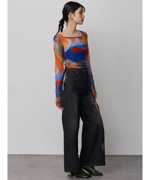 MURUA（ムルーア）の「カーブカットワークデニム（デニムパンツ・レディース・ブラック/ブルー・2/1）」の21枚目の写真