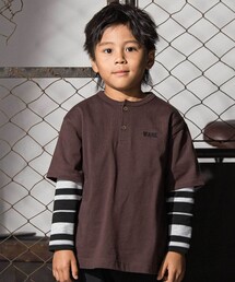 WASK（ワスク）の「ヘンリーネックBIGTシャツ＆ボーダーロングTシャツセット（その他トップス）」