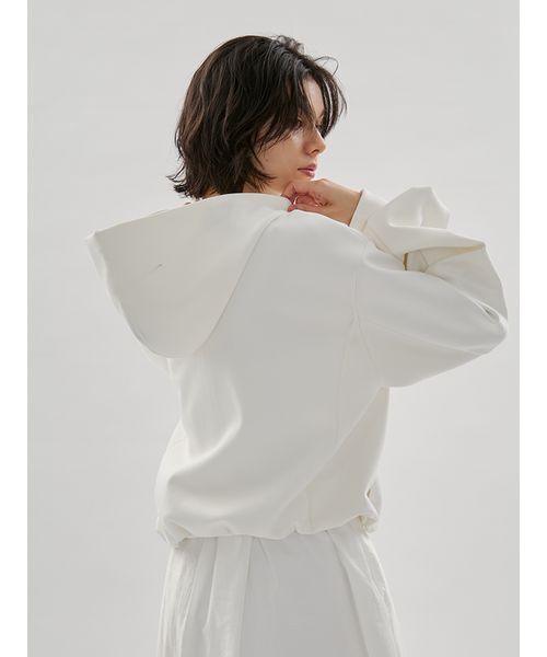 emmi（エミ）の「eco emmiロゴジップアップフーディー/UVカット（スウェット・レディース・ブラック/オフホワイト・F）」の19枚目の写真