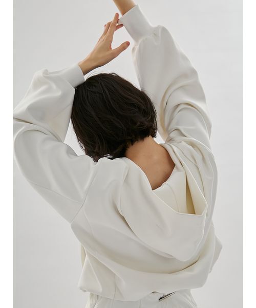 emmi（エミ）の「eco emmiロゴジップアップフーディー/UVカット（スウェット・レディース・ブラック/オフホワイト・F）」の13枚目の写真