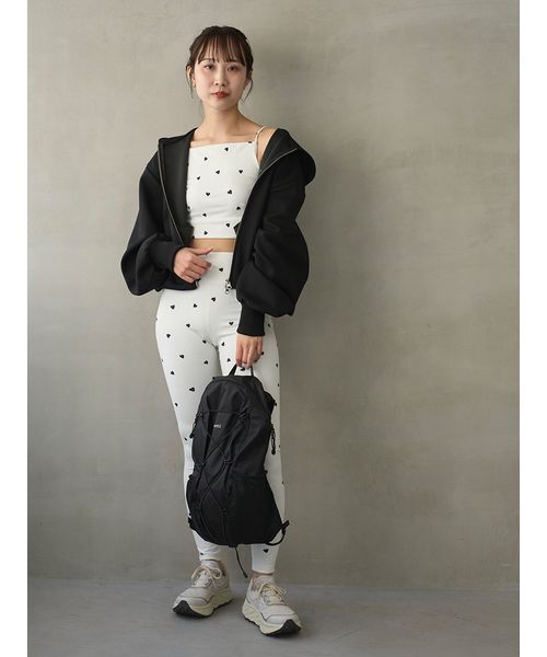emmi（エミ）の「eco emmiロゴジップアップフーディー/UVカット（スウェット・レディース・ブラック/オフホワイト・F）」の8枚目の写真