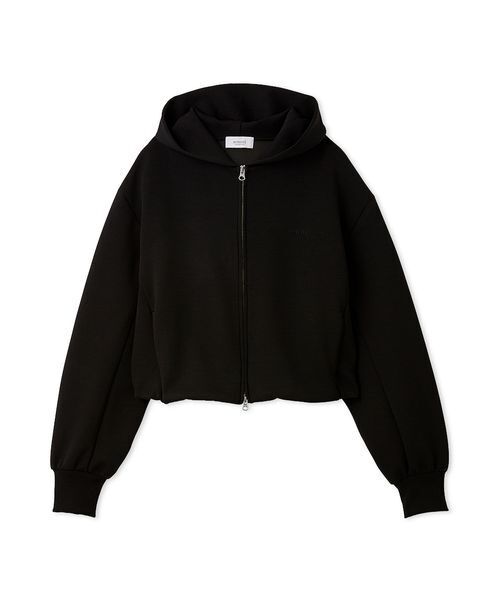 emmi（エミ）の「eco emmiロゴジップアップフーディー/UVカット（スウェット・レディース・ブラック/オフホワイト・F）」の3枚目の写真