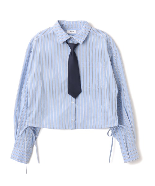 atmos pink（アトモスピンク）の「atmos pink Shirring Cropped Shirt / アトモスピンク シーリング クロップド シャツ（シャツ/ブラウス・レディース・ホワイト/サックスブルー・FREE）」の17枚目の写真