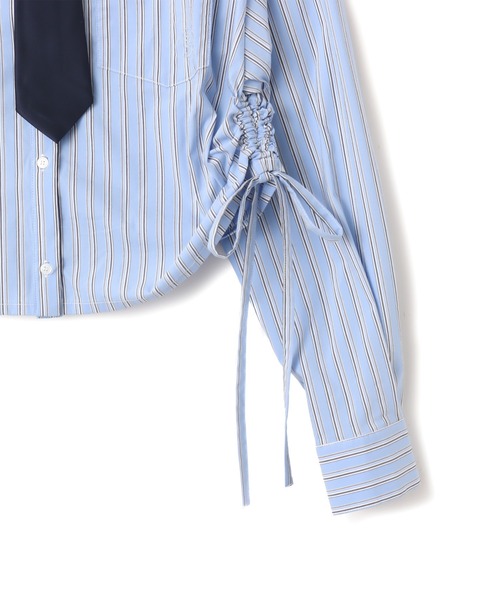 atmos pink（アトモスピンク）の「atmos pink Shirring Cropped Shirt / アトモスピンク シーリング クロップド シャツ（シャツ/ブラウス・レディース・ホワイト/サックスブルー・FREE）」の11枚目の写真