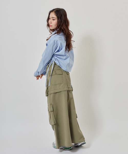 atmos pink（アトモスピンク）の「atmos pink Shirring Cropped Shirt / アトモスピンク シーリング クロップド シャツ（シャツ/ブラウス・レディース・ホワイト/サックスブルー・FREE）」の16枚目の写真