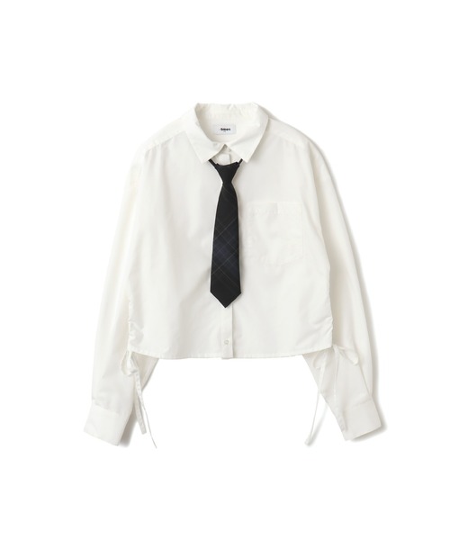 atmos pink（アトモスピンク）の「atmos pink Shirring Cropped Shirt / アトモスピンク シーリング クロップド シャツ（シャツ/ブラウス・レディース・ホワイト/サックスブルー・FREE）」の10枚目の写真