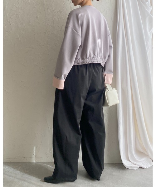 She's Closet(シーズクローゼット)の「ノーカラー長袖 ショート丈 ジップアップ 配色バイカラーブルゾン(ブルゾン・レディース・グレー/グレー系その他・FREE)」の22枚目の写真