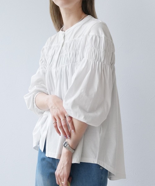 reca（レカ）の「ブラウス風ピンタックギャザーカットソー（Tシャツ/カットソー・レディース・ブラック/ホワイト・M-L）」の13枚目の写真