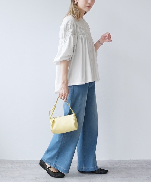 reca（レカ）の「ブラウス風ピンタックギャザーカットソー（Tシャツ/カットソー・レディース・ブラック/ホワイト・M-L）」の15枚目の写真