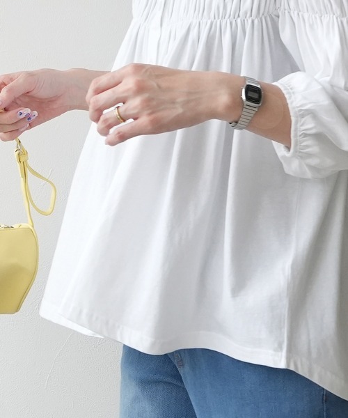 reca（レカ）の「ブラウス風ピンタックギャザーカットソー（Tシャツ/カットソー・レディース・ブラック/ホワイト・M-L）」の17枚目の写真