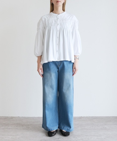 reca（レカ）の「ブラウス風ピンタックギャザーカットソー（Tシャツ/カットソー・レディース・ブラック/ホワイト・M-L）」の18枚目の写真