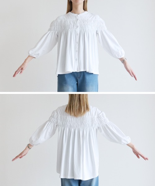 reca（レカ）の「ブラウス風ピンタックギャザーカットソー（Tシャツ/カットソー・レディース・ブラック/ホワイト・M-L）」の21枚目の写真