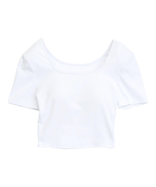 ANAP（アナップ）の「パッド付 ぴたっと クロップド Tシャツ（Tシャツ/カットソー・レディース・ホワイト/ブラック・F）」の9枚目の写真