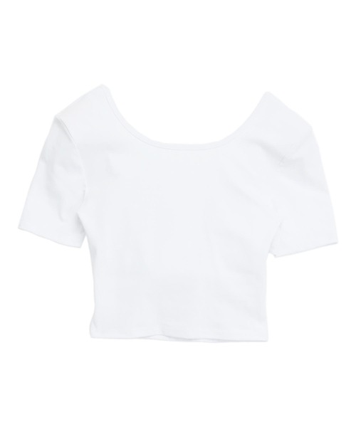 ANAP（アナップ）の「パッド付 ぴたっと クロップド Tシャツ（Tシャツ/カットソー・レディース・ホワイト/ブラック・F）」の8枚目の写真