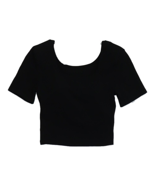 ANAP（アナップ）の「パッド付 ぴたっと クロップド Tシャツ（Tシャツ/カットソー・レディース・ホワイト/ブラック・F）」の7枚目の写真