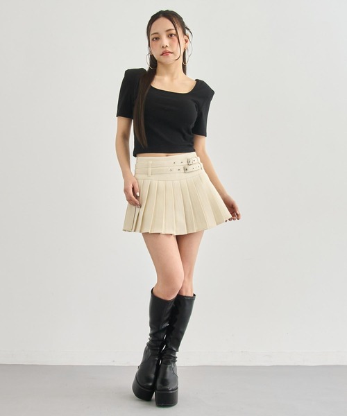 ANAP（アナップ）の「パッド付 ぴたっと クロップド Tシャツ（Tシャツ/カットソー・レディース・ホワイト/ブラック・F）」の10枚目の写真