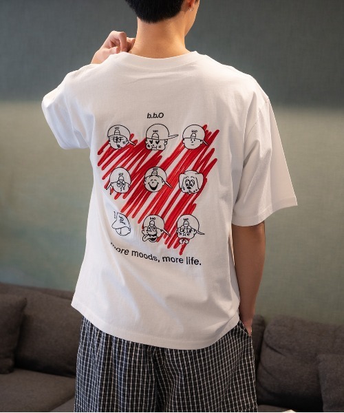bashful base Oriental(バッシュフルベースオリエンタル)の「【bbO】マルチフェイスハートT(Tシャツ/カットソー・メンズ・ブラック/ホワイト/ライトグリーン・SMALL/MEDIUM/LARGE)」の2枚目の写真