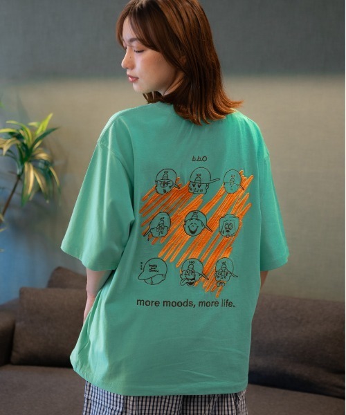 bashful base Oriental(バッシュフルベースオリエンタル)の「【bbO】マルチフェイスハートT(Tシャツ/カットソー・メンズ・ブラック/ホワイト/ライトグリーン・SMALL/MEDIUM/LARGE)」の3枚目の写真