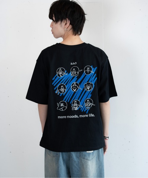 bashful base Oriental(バッシュフルベースオリエンタル)の「【bbO】マルチフェイスハートT(Tシャツ/カットソー・メンズ・ブラック/ホワイト/ライトグリーン・SMALL/MEDIUM/LARGE)」の1枚目の写真