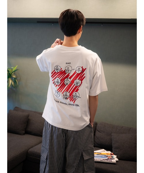 bashful base Oriental(バッシュフルベースオリエンタル)の「【bbO】マルチフェイスハートT(Tシャツ/カットソー・メンズ・ブラック/ホワイト/ライトグリーン・SMALL/MEDIUM/LARGE)」の13枚目の写真