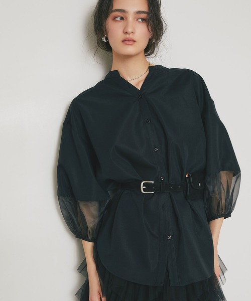 ARVELLIA(アルベリア)の「AIRY SLEELVE SHIRT(シャツ/ブラウス・レディース・ホワイト/ブラック・M)」の3枚目の写真