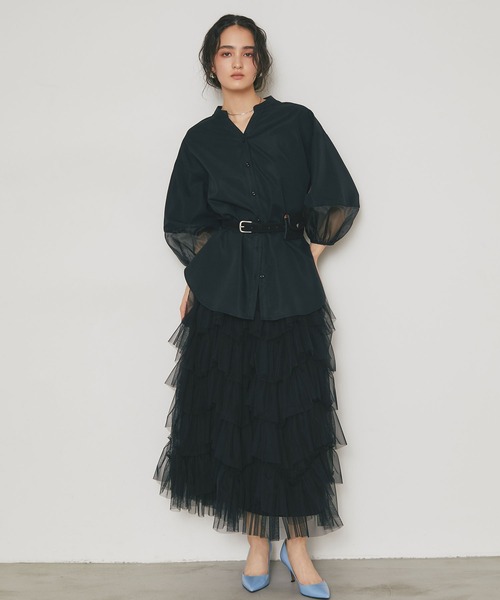 ARVELLIA(アルベリア)の「AIRY SLEELVE SHIRT(シャツ/ブラウス・レディース・ホワイト/ブラック・M)」の4枚目の写真