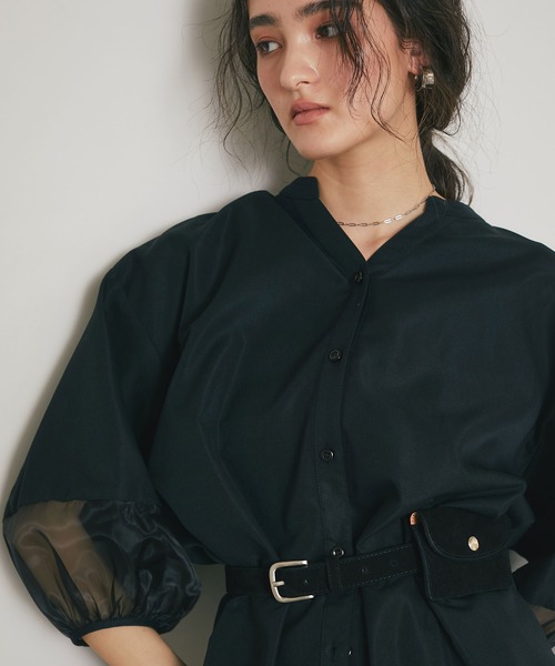ARVELLIA(アルベリア)の「AIRY SLEELVE SHIRT(シャツ/ブラウス・レディース・ホワイト/ブラック・M)」の8枚目の写真