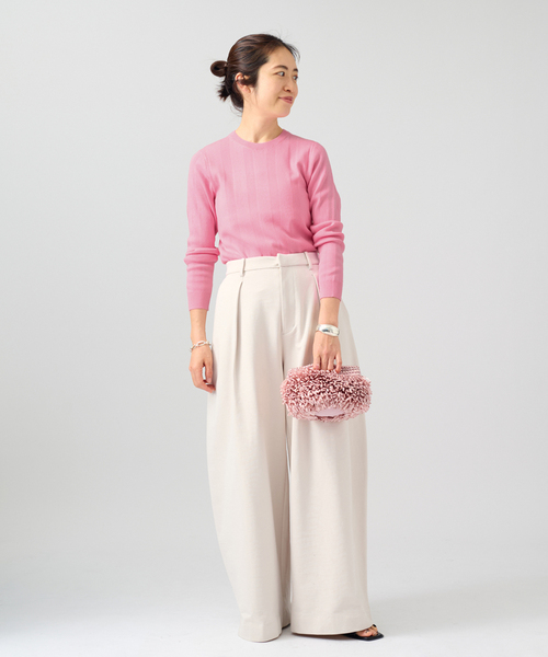 VERMEIL par iena（ヴェルメイユパーイエナ）の「Caternina Bertini カテリーナ ベルティーニ Raffia Clutch 4566（ショルダーバッグ・レディース・ピンク・FREE）」の2枚目の写真