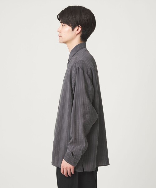 green label relaxing（グリーンレーベルリラクシング）の「フィブリル ストライプ柄 長袖 ボックス シャツ（シャツ/ブラウス・メンズ・ライトグレー/グレー系/モカ・XL/L/M/S）」の16枚目の写真