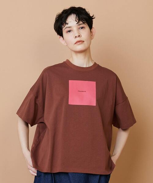 FRAPBOIS（フラボア）の「アミューズT2（Tシャツ/カットソー・レディース・ホワイト/ブラウン・1）」の2枚目の写真