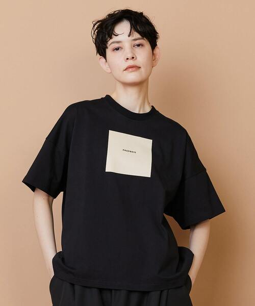 FRAPBOIS(フラボア)の「アミューズT2(Tシャツ/カットソー・レディース・ホワイト/ブラウン/ブラック・1/2)」の2枚目の写真