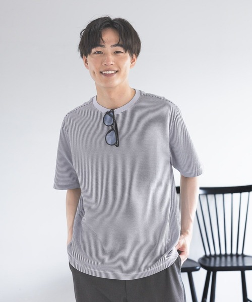 GLOBAL WORK（グローバルワーク）の「マイニチタキノウクルーTシャツ/636395（Tシャツ/カットソー・メンズ・ブラック/グレイッシュベージュ/オフホワイト/杢グレー/サックスブルー系2/ネイビー/ベージュ系2・SMALL/MEDIUM/LARGE/X-LARGE）」の7枚目の写真