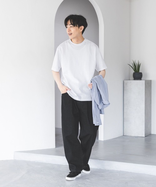 GLOBAL WORK（グローバルワーク）の「マイニチタキノウクルーTシャツ/636395（Tシャツ/カットソー・メンズ・ブラック/グレイッシュベージュ/オフホワイト/杢グレー/サックスブルー系2/ネイビー/ベージュ系2・SMALL/MEDIUM/LARGE/X-LARGE）」の8枚目の写真