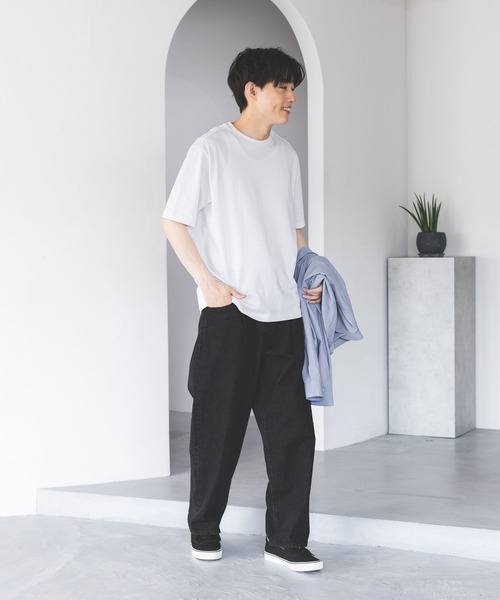 GLOBAL WORK（グローバルワーク）の「マイニチタキノウクルーTシャツ/636395（Tシャツ/カットソー・メンズ・ブラック/グレイッシュベージュ/オフホワイト/杢グレー/サックスブルー系2/ネイビー/ベージュ系2・SMALL/MEDIUM/LARGE/X-LARGE）」の9枚目の写真