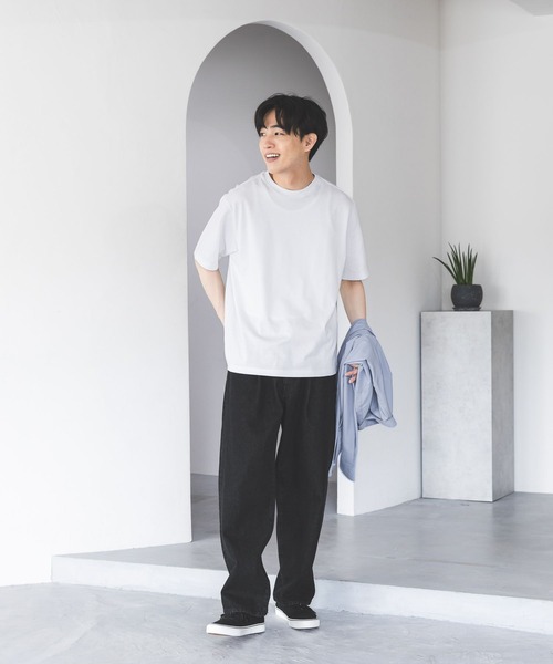 GLOBAL WORK（グローバルワーク）の「マイニチタキノウクルーTシャツ/636395（Tシャツ/カットソー・メンズ・ブラック/グレイッシュベージュ/オフホワイト/杢グレー/サックスブルー系2/ネイビー/ベージュ系2・SMALL/MEDIUM/LARGE/X-LARGE）」の10枚目の写真