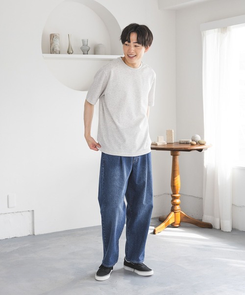 GLOBAL WORK（グローバルワーク）の「マイニチタキノウクルーTシャツ/636395（Tシャツ/カットソー・メンズ・ブラック/グレイッシュベージュ/オフホワイト/杢グレー/サックスブルー系2/ネイビー/ベージュ系2・SMALL/MEDIUM/LARGE/X-LARGE）」の15枚目の写真