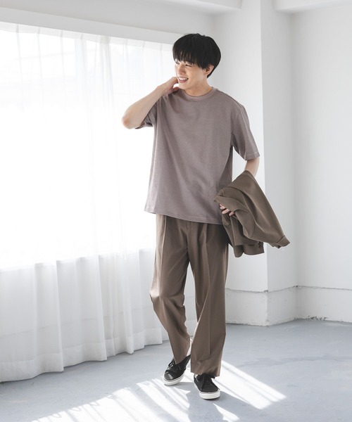 GLOBAL WORK（グローバルワーク）の「マイニチタキノウクルーTシャツ/636395（Tシャツ/カットソー・メンズ・ブラック/グレイッシュベージュ/オフホワイト/杢グレー/サックスブルー系2/ネイビー/ベージュ系2・SMALL/MEDIUM/LARGE/X-LARGE）」の19枚目の写真