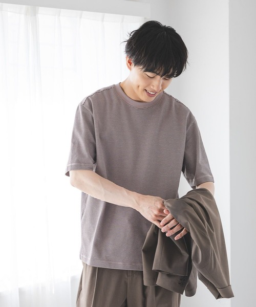 GLOBAL WORK（グローバルワーク）の「マイニチタキノウクルーTシャツ/636395（Tシャツ/カットソー・メンズ・ブラック/グレイッシュベージュ/オフホワイト/杢グレー/サックスブルー系2/ネイビー/ベージュ系2・SMALL/MEDIUM/LARGE/X-LARGE）」の21枚目の写真