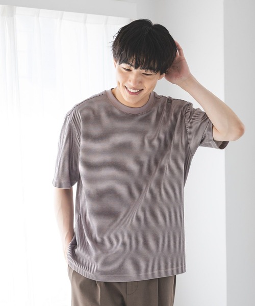 GLOBAL WORK（グローバルワーク）の「マイニチタキノウクルーTシャツ/636395（Tシャツ/カットソー・メンズ・ブラック/グレイッシュベージュ/オフホワイト/杢グレー/サックスブルー系2/ネイビー/ベージュ系2・SMALL/MEDIUM/LARGE/X-LARGE）」の22枚目の写真