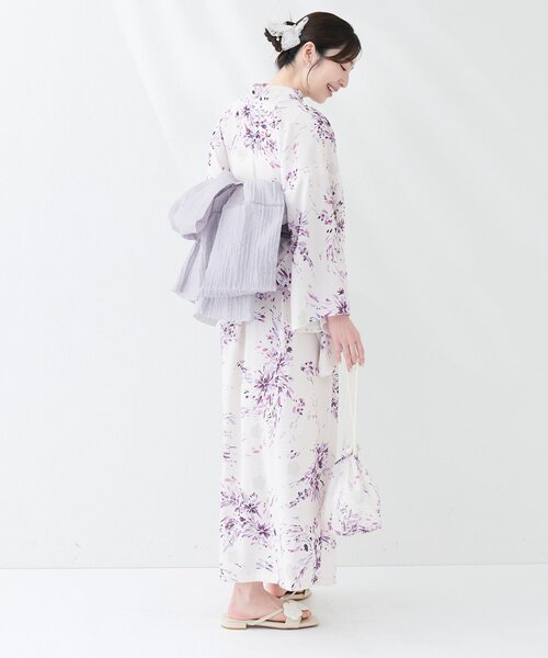 natural couture(ナチュラルクチュール)の「ラメしわ兵児帯(和装小物・レディース・グレー/イエロー/ラベンダー/ブラック/ネイビー/レッド・FREE)」の15枚目の写真