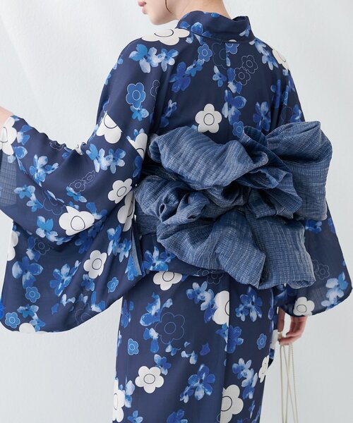 natural couture(ナチュラルクチュール)の「ラメしわ兵児帯(和装小物・レディース・グレー/イエロー/ラベンダー/ブラック/ネイビー/レッド・FREE)」の17枚目の写真