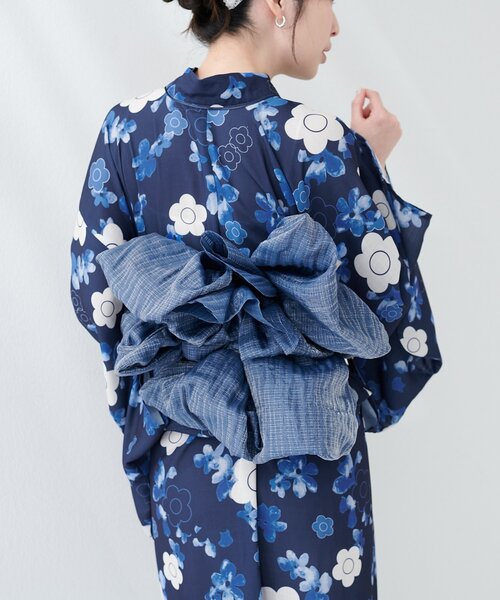 natural couture(ナチュラルクチュール)の「ラメしわ兵児帯(和装小物・レディース・グレー/イエロー/ラベンダー/ブラック/ネイビー/レッド・FREE)」の18枚目の写真
