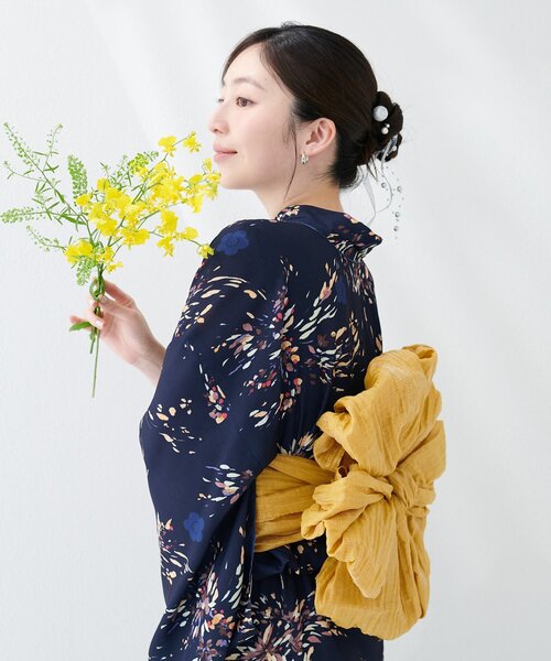 natural couture(ナチュラルクチュール)の「ラメしわ兵児帯(和装小物・レディース・グレー/イエロー/ラベンダー/ブラック/ネイビー/レッド・FREE)」の22枚目の写真