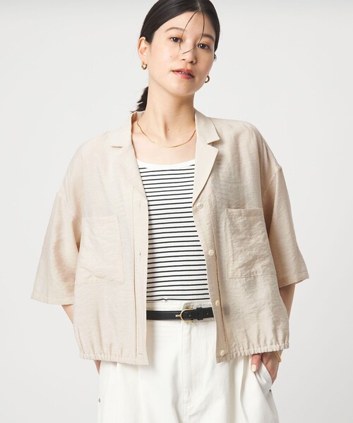 green label relaxing(グリーンレーベルリラクシング)の「【WEB限定】<at ease>ポケット オープンカラー シャツ(シャツ/ブラウス・レディース・ナチュラル/ダークブラウン/ブラック・FREE)」の3枚目の写真
