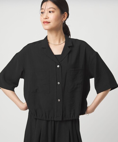 green label relaxing(グリーンレーベルリラクシング)の「【WEB限定】<at ease>ポケット オープンカラー シャツ(シャツ/ブラウス・レディース・ナチュラル/ダークブラウン/ブラック・FREE)」の5枚目の写真