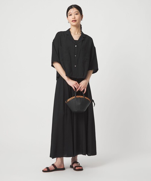 green label relaxing(グリーンレーベルリラクシング)の「【WEB限定】<at ease>ポケット オープンカラー シャツ(シャツ/ブラウス・レディース・ナチュラル/ダークブラウン/ブラック・FREE)」の6枚目の写真