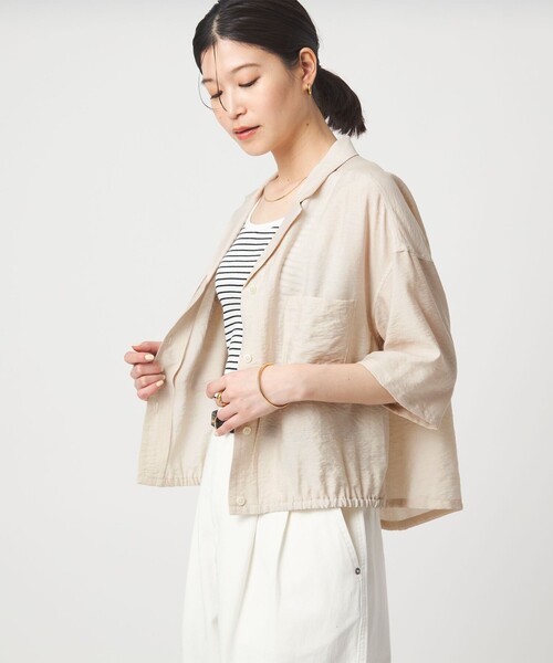 green label relaxing(グリーンレーベルリラクシング)の「【WEB限定】<at ease>ポケット オープンカラー シャツ(シャツ/ブラウス・レディース・ナチュラル/ダークブラウン/ブラック・FREE)」の10枚目の写真