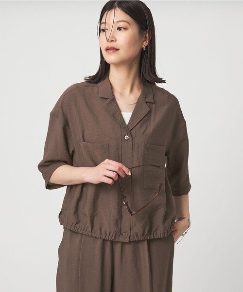 green label relaxing(グリーンレーベルリラクシング)の「【WEB限定】<at ease>ポケット オープンカラー シャツ(シャツ/ブラウス・レディース・ナチュラル/ダークブラウン/ブラック・FREE)」の13枚目の写真